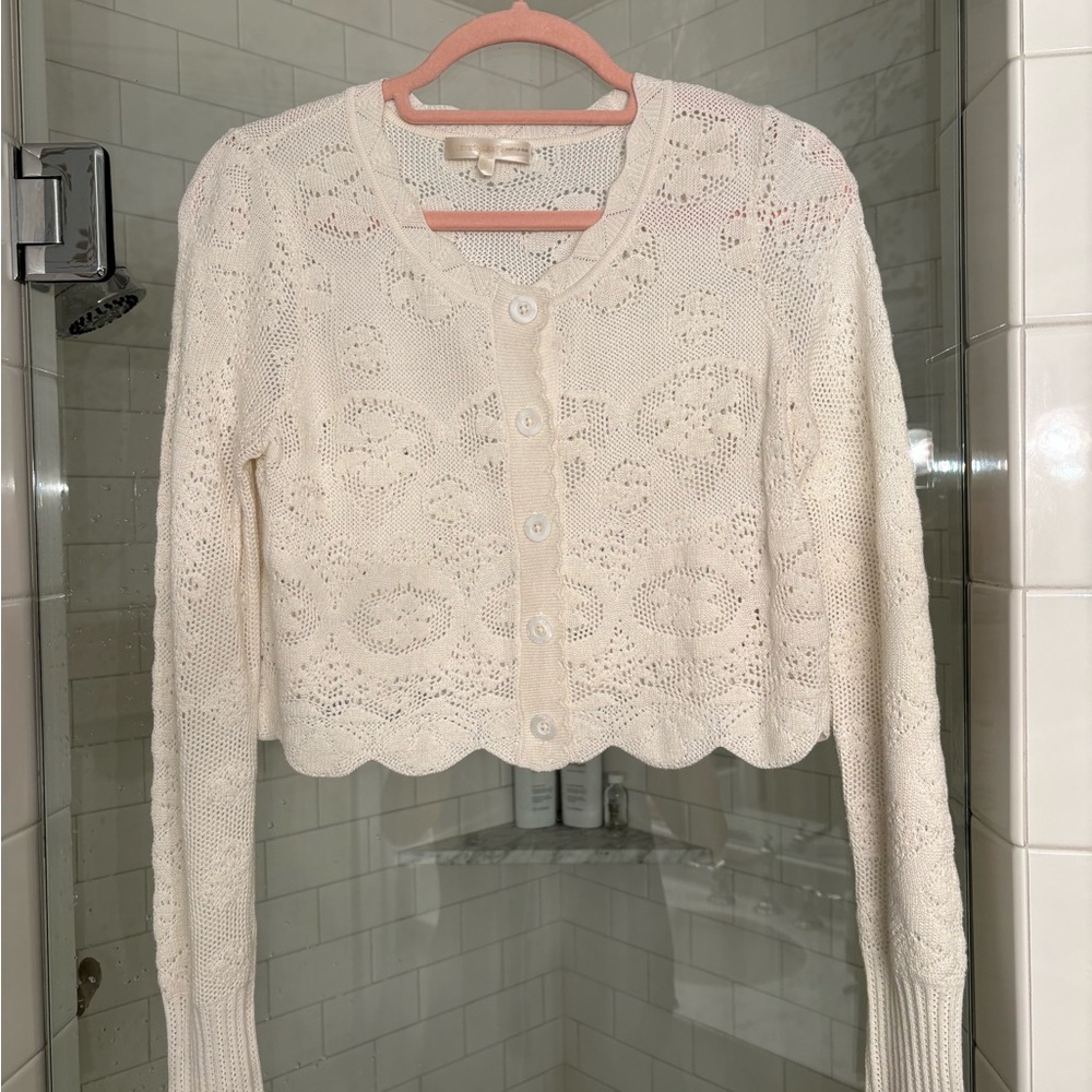 LoveShackFancy Cream Knit Sweater